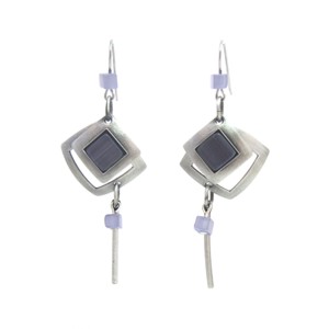 Light Purple All-silver Dangle Earrings by Christophe Poly